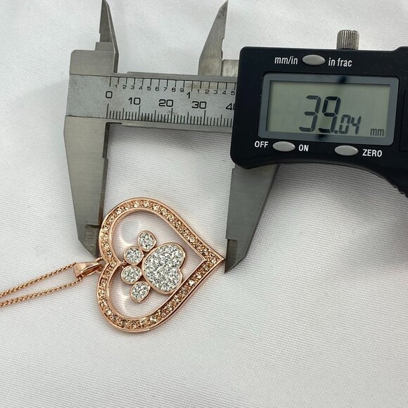 FAC Paws Of Love Crystal Heart Paw Pendant Necklace - Picture 7 of 10